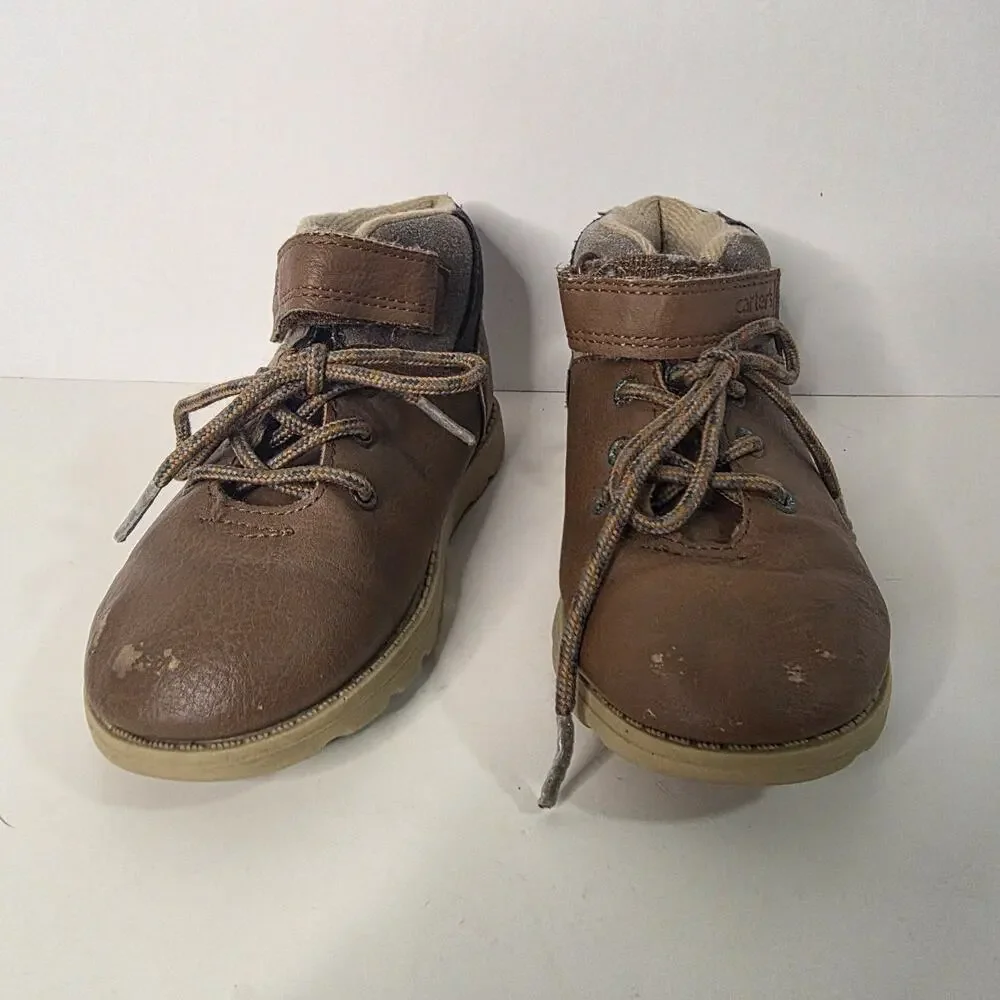 Carter's Kim Boys Size 11 Brown Gray Chukka Ankle Boots Lace Up Hook Loop